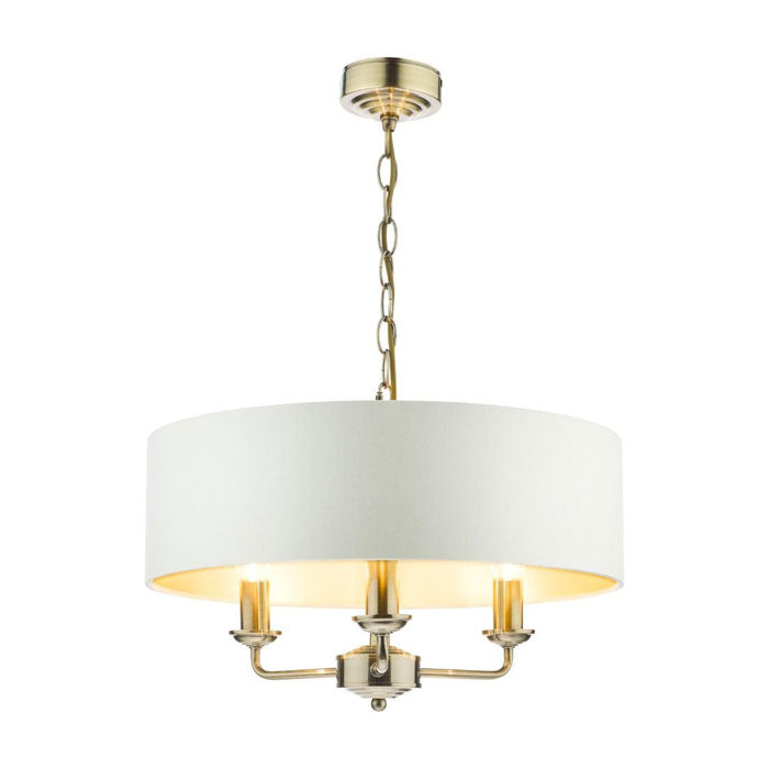 Laura Ashley Sorrento 3-Light Pendant in Antique Brass with Ivory Shade LA3621363-Q