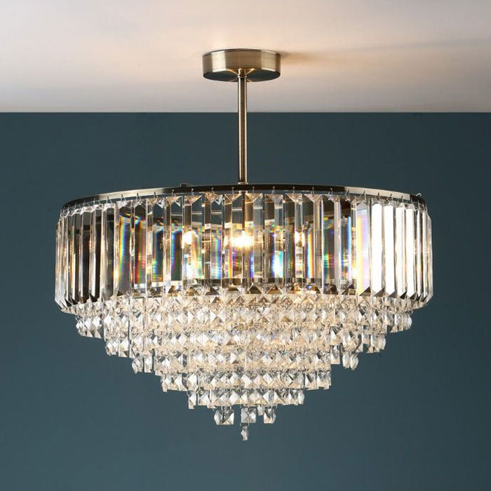 Laura Ashley Vienna 5-Light Semi Flush Crystal Antique Brass LA36379