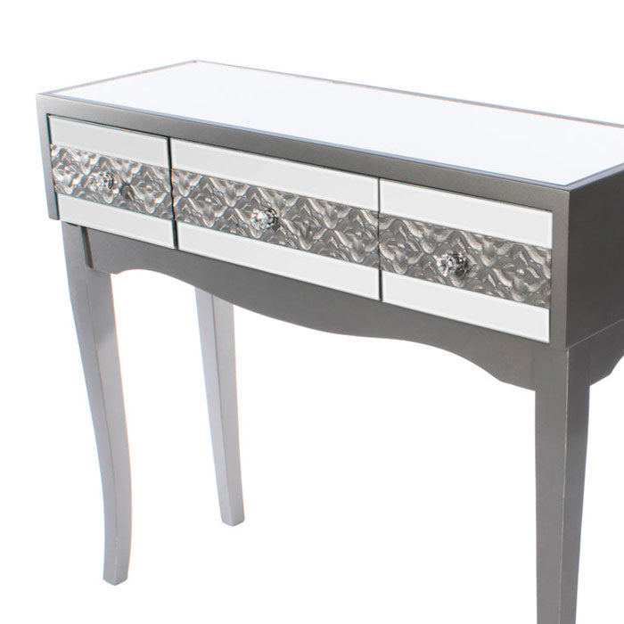 Gray Mirrored Console Table