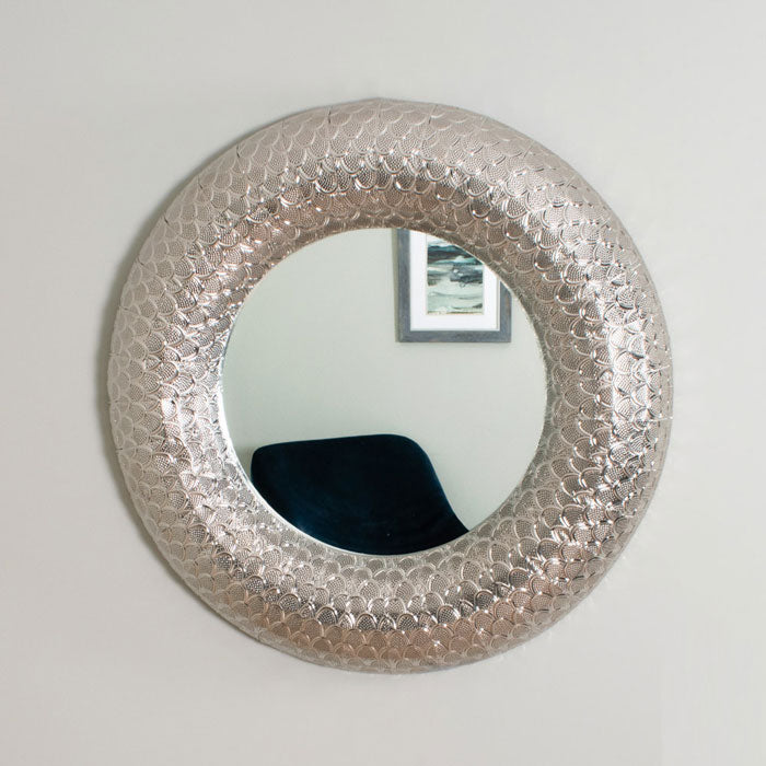 Round Silver Wall Mirror 90cm
