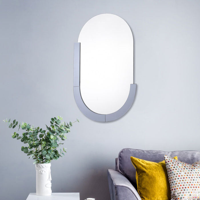 Dar Kaylee Oval Mirror Smoked Glass Panel 90 X 60cm 002KAY9060