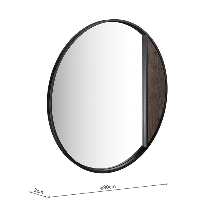 Dar Rasmus Mirror Mocha Veneer and Matt Black 80cm 002RAS001