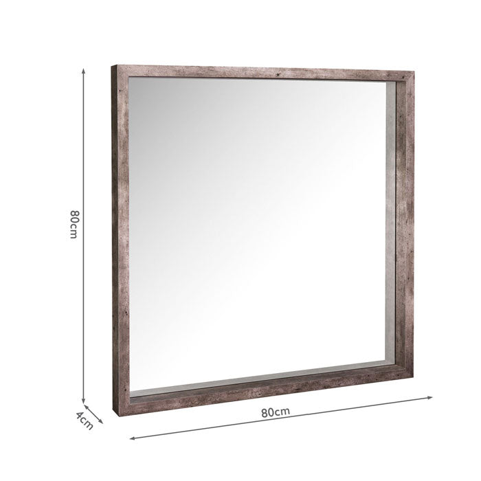 Dar Rocco Mirror Distressed Concrete Effect Veneer 80 X 80cm 002ROC001