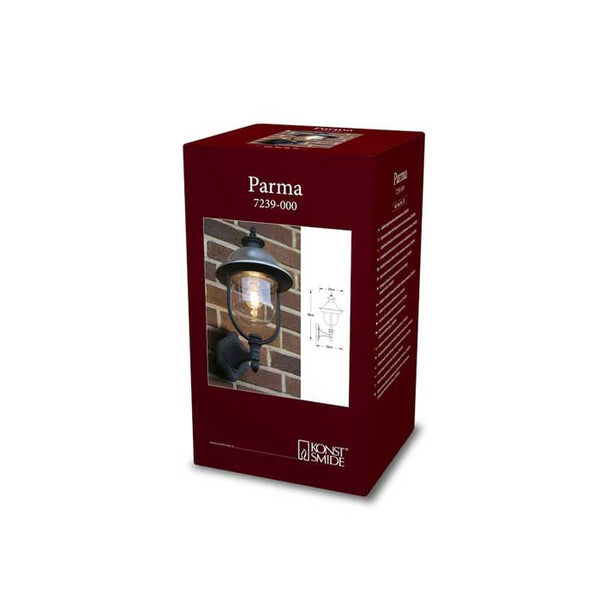 Konstsmide 7239-000 Parma Outdoor Lantern Wall Light in Black with Stainless Steel