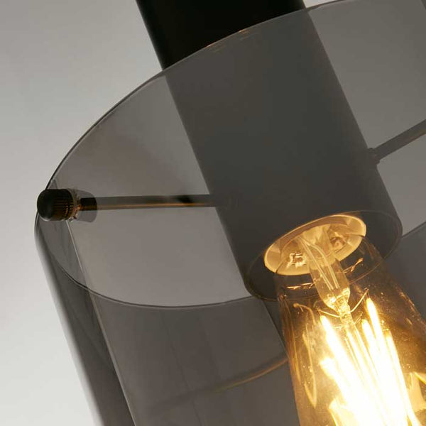 Searchlight Sweden Pendant in Matt Black Metal with Smoked Ombre Glass 88910-1BK