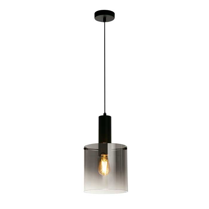 Searchlight Sweden Pendant in Matt Black Metal with Smoked Ombre Glass 88910-1BK