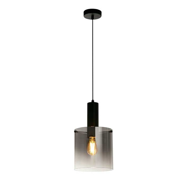 Searchlight Sweden Pendant in Matt Black Metal with Smoked Ombre Glass 88910-1BK