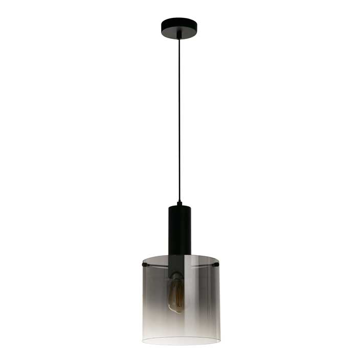 Searchlight Sweden Pendant in Matt Black Metal with Smoked Ombre Glass 88910-1BK