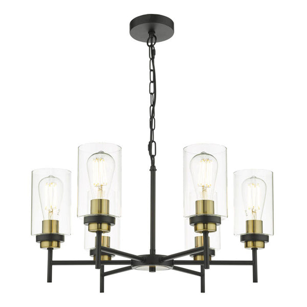Dar Abel 6 Light Pendant Satin Black Glass ABE0654