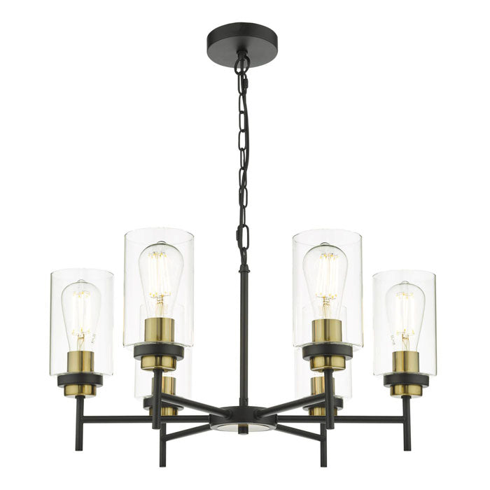 Dar Abel 6 Light Pendant Satin Black Glass ABE0654