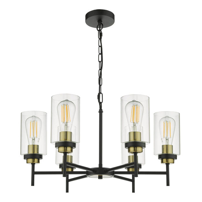 Dar Abel 6 Light Pendant Satin Black Glass ABE0654