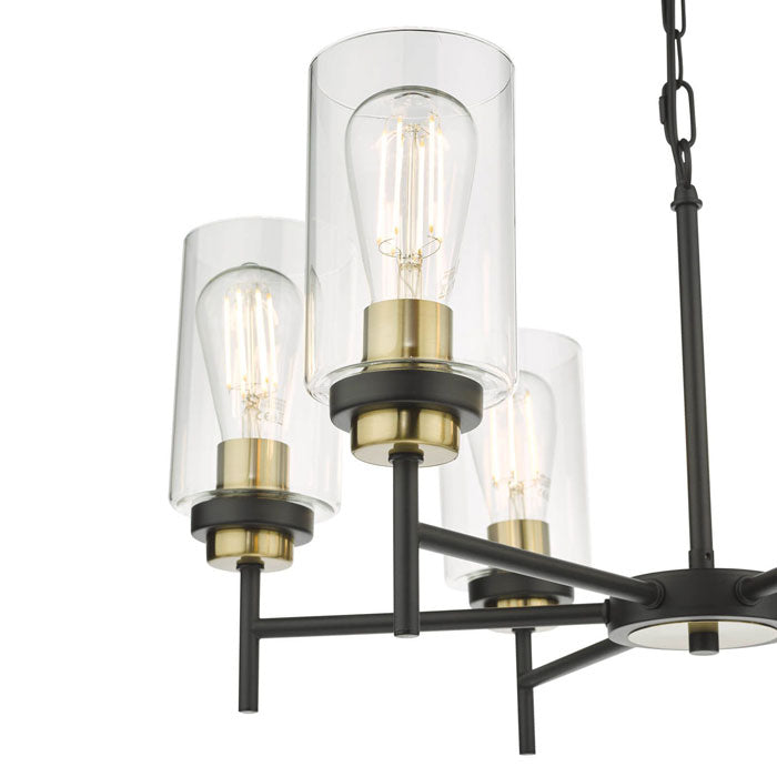 Dar Abel 6 Light Pendant Satin Black Glass ABE0654