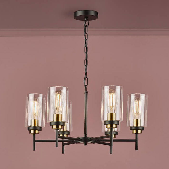 Dar Abel 6 Light Pendant Satin Black Glass ABE0654