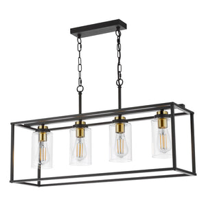 Dar Abel 4 Light Bar Pendant Satin Black and Glass ABE8454