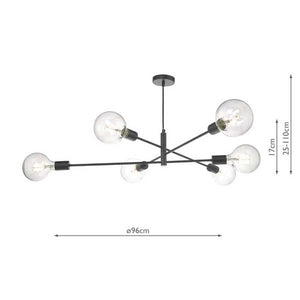 Dar Alana 6 Light Pendant Black ALA0622