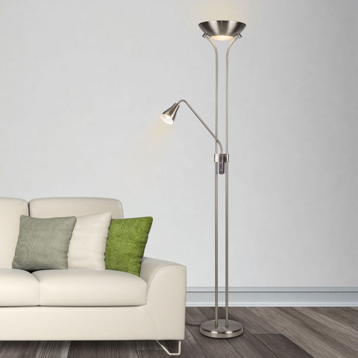 Magnalux Alba Mother and Child Floor Lamp Satin Chrome ALB02SCFL