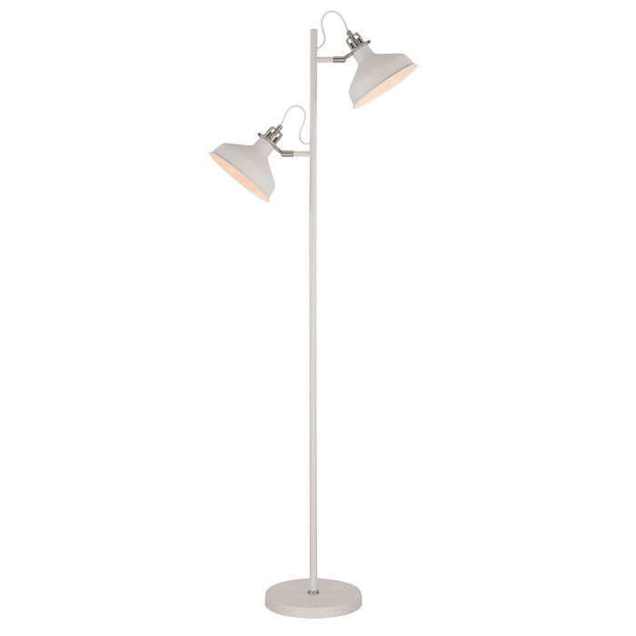 Apollo White Satin Floor Lamp with Two Lamp Heads