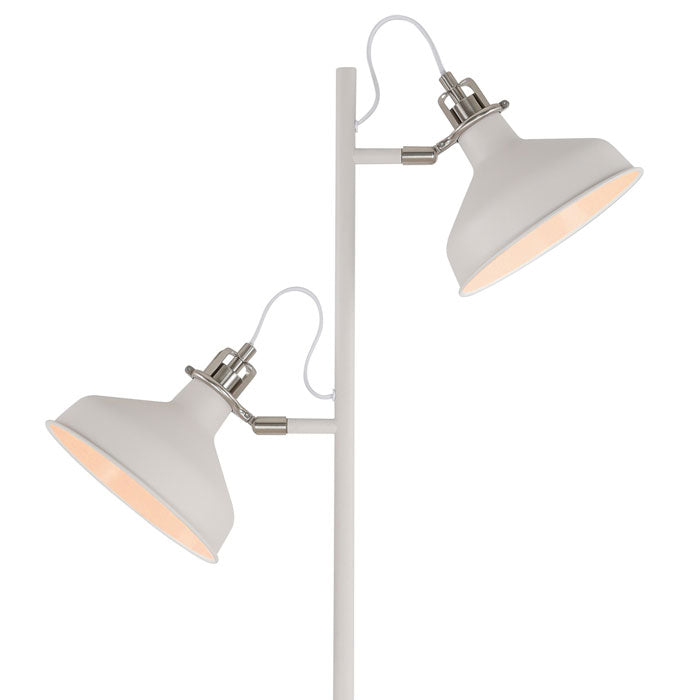 Apollo White Satin Floor Lamp with Two Lamp Heads