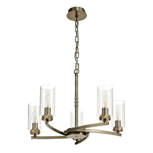 Lucia 5-Light Antique Brass Pendant / Semi Flush Pendant