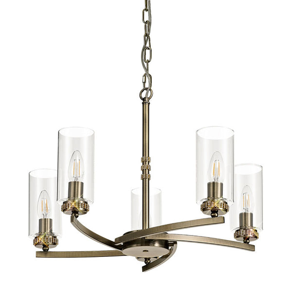 Lucia 5-Light Antique Brass Pendant / Semi Flush Pendant