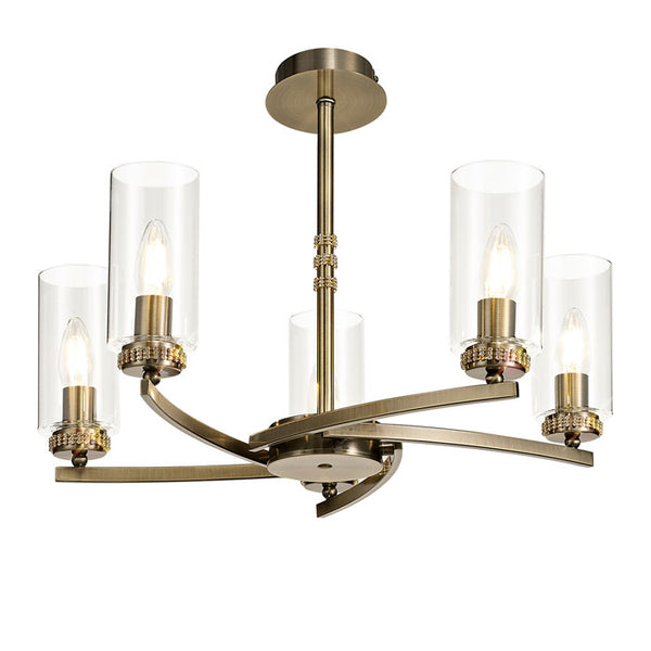 Lucia 5-Light Antique Brass Pendant / Semi Flush Pendant
