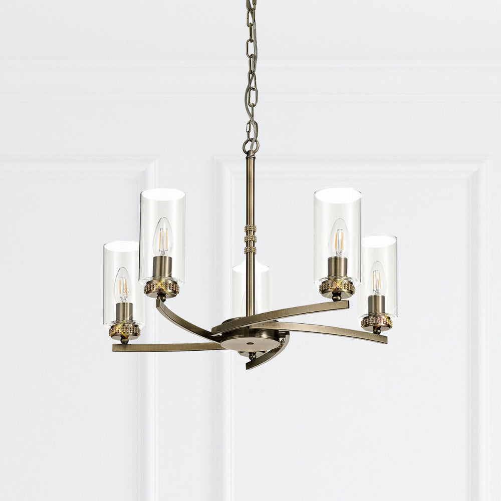 Lucia 5-Light Antique Brass Pendant / Semi Flush Pendant