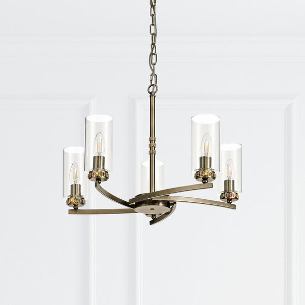 Lucia 5-Light Antique Brass Pendant / Semi Flush Pendant
