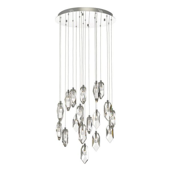 Dar Lighting Crystal 18 Light Cluster Pendant Polished Chrome & Crystal CRY1850