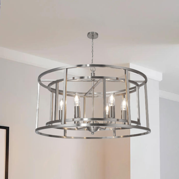 Magnalux Chester 6 Light Pendant Satin Chrome CHE06SC