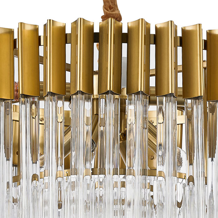 Conrad 60cm Pendant Round 8 Light in Brass with Clear Sculpted Glass