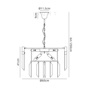 Conrad 60cm Pendant Round 8 Light in Brass with Clear Sculpted Glass