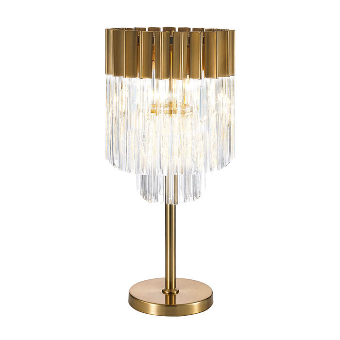 Conrad Brass and Clear Sculpted Glass Table Lamp