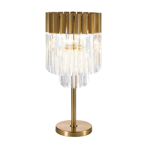 Conrad Brass and Clear Sculpted Glass Table Lamp