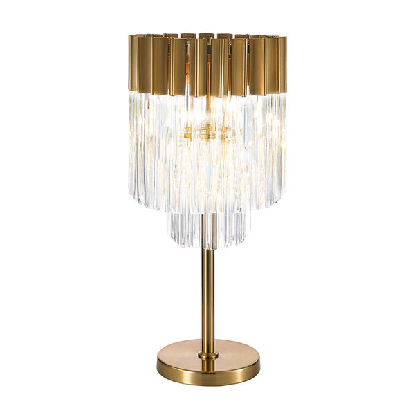 Conrad Brass and Clear Sculpted Glass Table Lamp