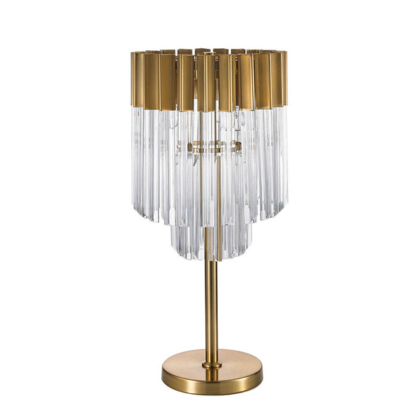 Conrad Brass and Clear Sculpted Glass Table Lamp
