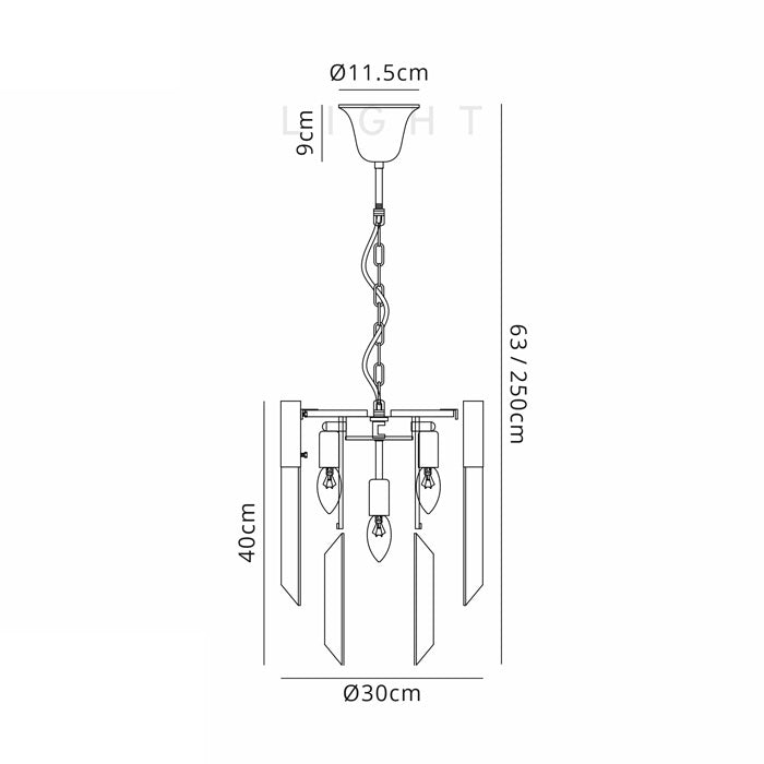 Conrad 30cm 4-Light Round Pendant in Polished Nickel with Cognac Sculpted Glass