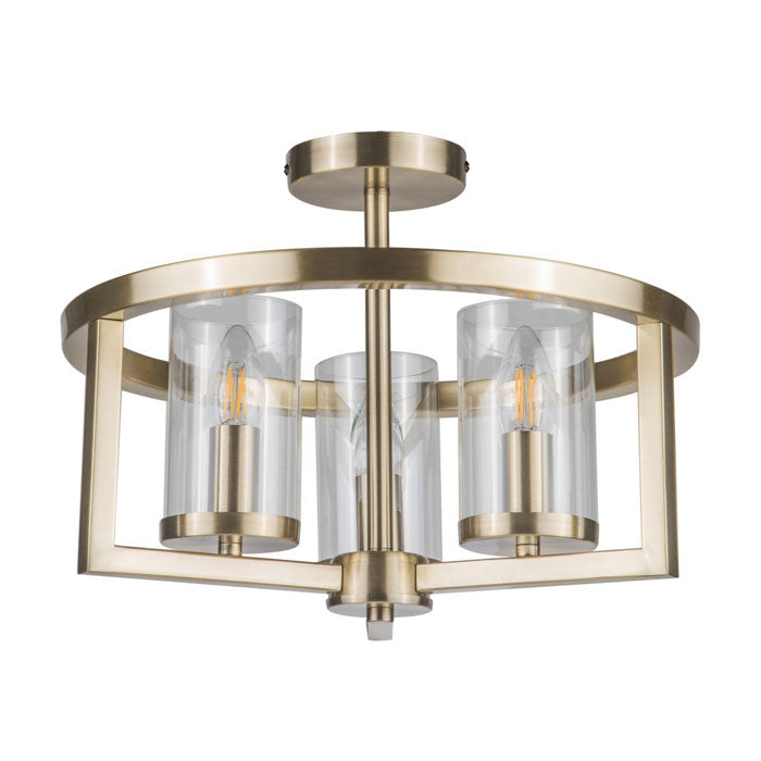 Magnalux Costello 3 Light Semi Flush Antique Brass COS03AB