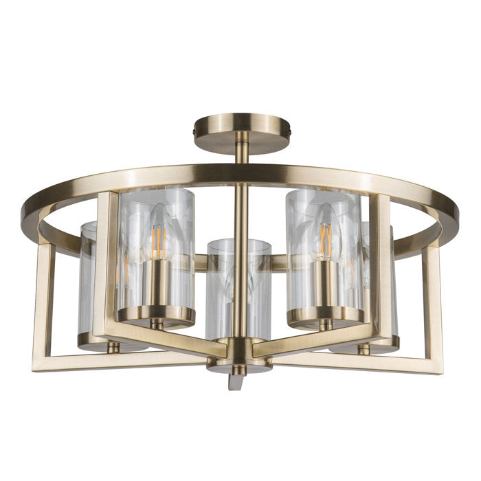 Magnalux Costello 5 Light Semi Flush Antique Brass COS05AB