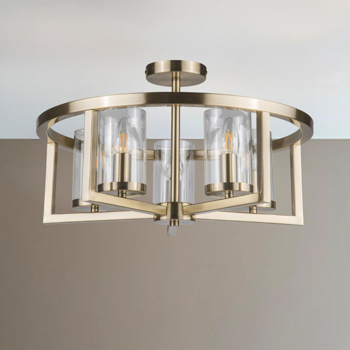 Magnalux Costello 5 Light Semi Flush Antique Brass COS05AB