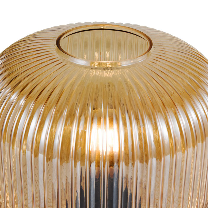 Dar Demarius Table Lamp Amber Ribbed Glass DEM4206