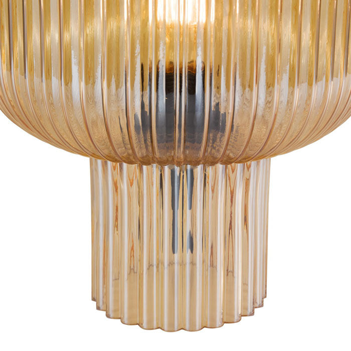 Dar Demarius Table Lamp Amber Ribbed Glass DEM4206