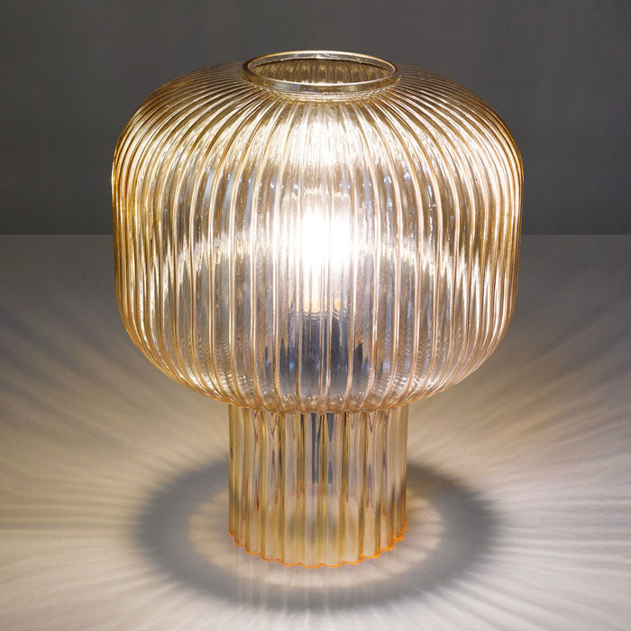 Dar Demarius Table Lamp Amber Ribbed Glass DEM4206