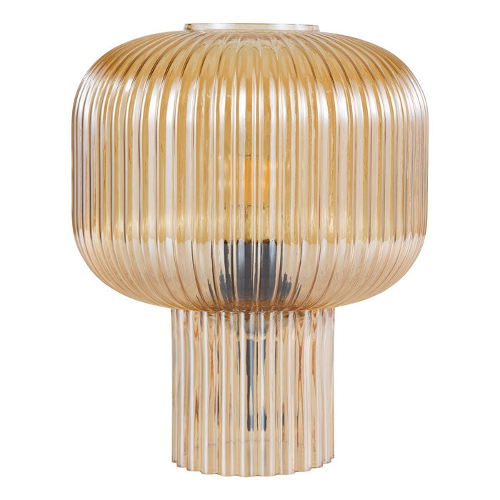 Dar Demarius Table Lamp Amber Ribbed Glass DEM4206