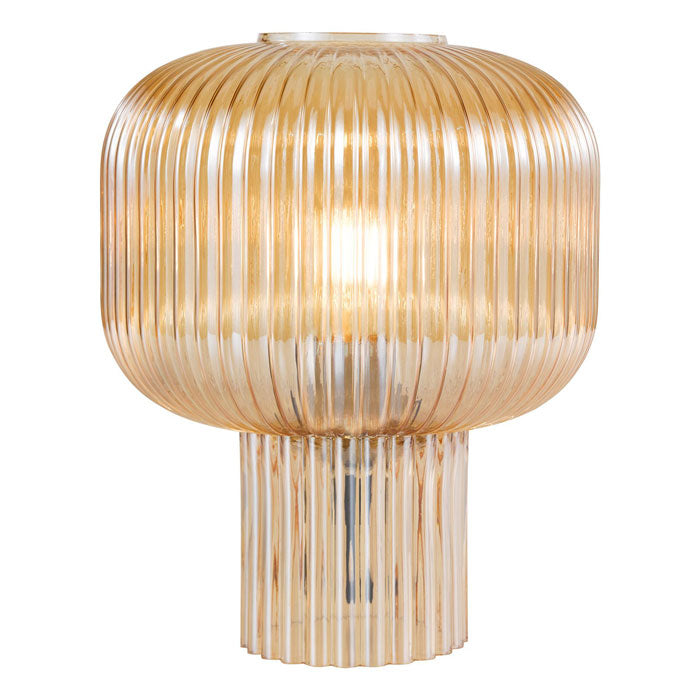 Dar Demarius Table Lamp Amber Ribbed Glass DEM4206