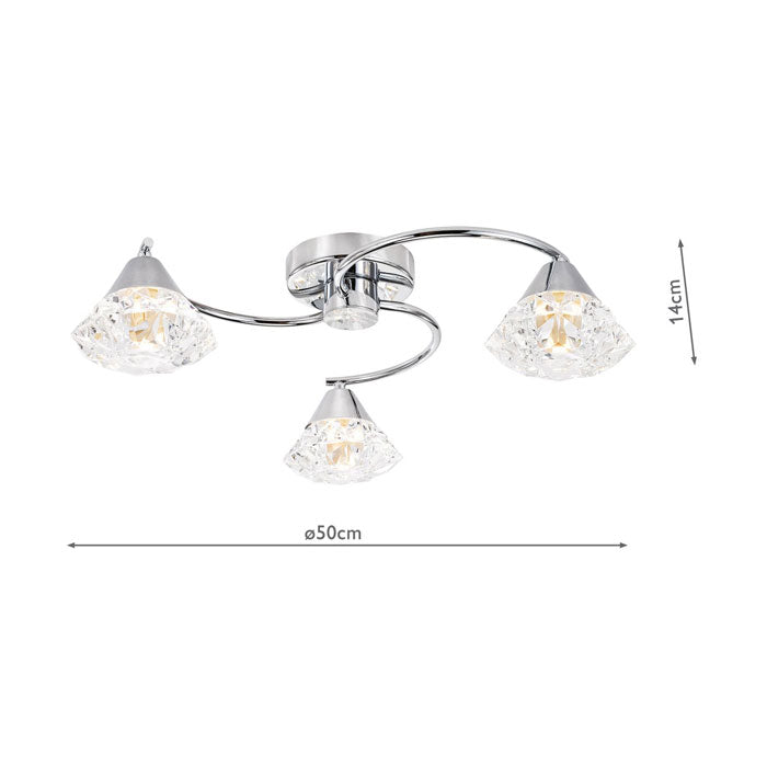 Dar Dilys 3 Light Semi-Flush Polished Chrome DIL5350