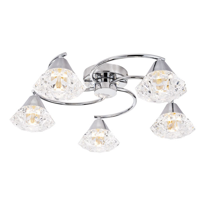 Dar Dilys 5 Light Semi-Flush Polished Chrome DIL5450