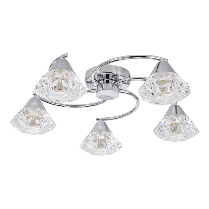 Dar Dilys 5 Light Semi-Flush Polished Chrome DIL5450