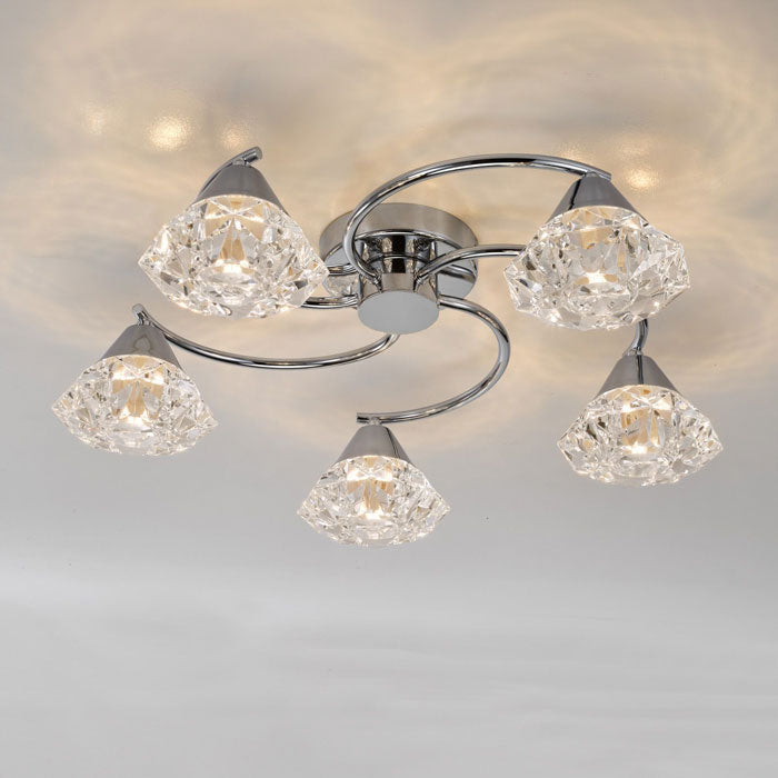 Dar Dilys 5 Light Semi-Flush Polished Chrome DIL5450