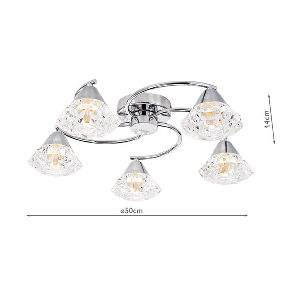 Dar Dilys 5 Light Semi-Flush Polished Chrome DIL5450