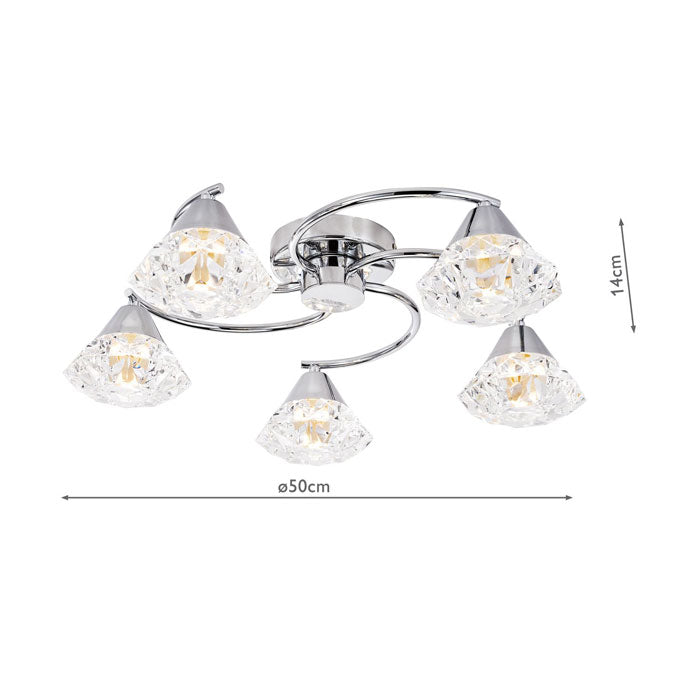 Dar Dilys 5 Light Semi-Flush Polished Chrome DIL5450